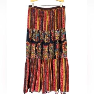 Vintage SK & Company bohemian tiered maxi skirt Size 16 100% rayon